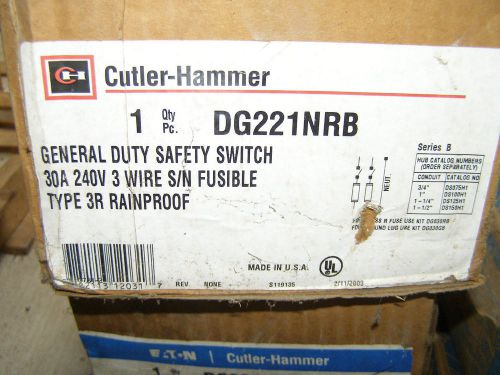 Dg221nrb  eaton cutler hammer 30 amp 240 volt rain tight for sale