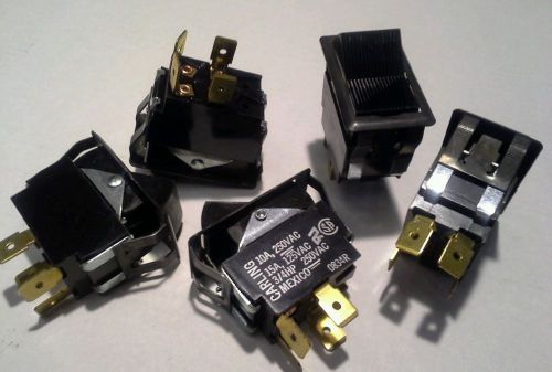 Lot of 5 new carling dpst rocker switches  15a,125vac  3/4 hp  10a,250vac  new for sale