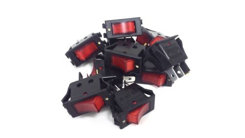 10 pack 12 Volt Red LED Rocker Mini Switch On Off Car Automotive