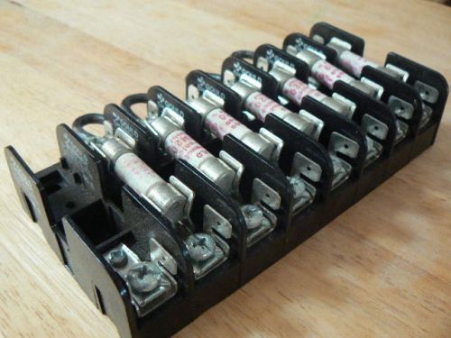 Bank of 7 gould shawmut 30320 fuse blocks, 30a max, w/7 gould trm15+trm20 fuses for sale