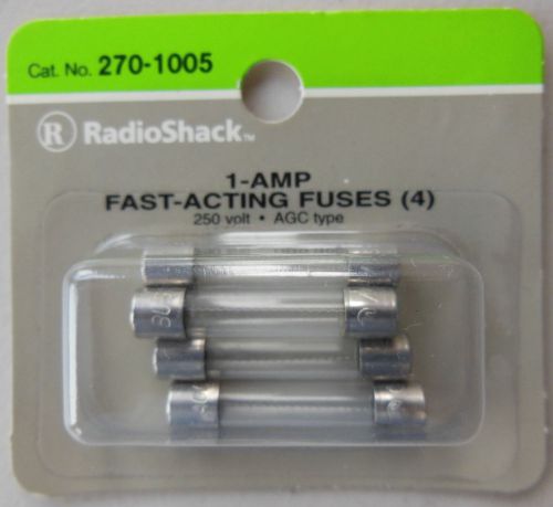 Radio Shack 1 AMP Fast Acting Fuses 250 Volt AGC Type 270-1005  4 Pack - NEW!