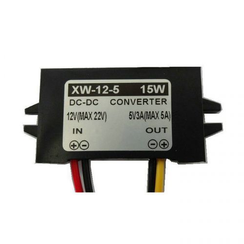 Car 3A 15W DC 12V to 5V Step Down Power Converter Adapter Supply Gayly