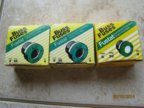 LOT OF 12 BUSS FUSES FUSTAT DUEL-ELEMENT TIME DELAY TYPE S 30 AMPS