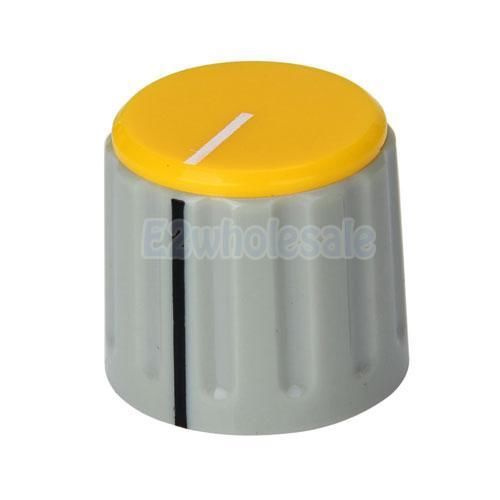 Yellow Plastic Potentiometer Control Knob Cap Switch 6mm Shaft Dia.19mm