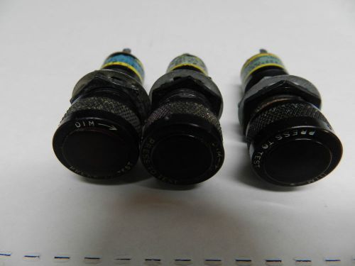 3 vintage panel indicator light sockets push to test - aircraft, military, ham ? for sale