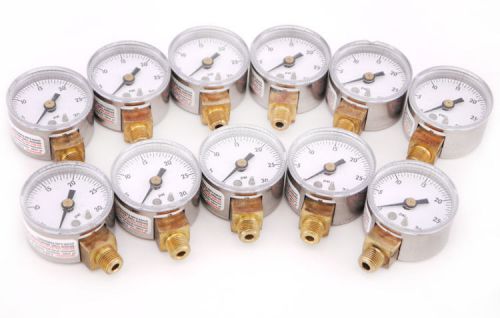 11x ashcroft 1-1/2&#034; 0-30psi 1/8&#034;npt brass socket lower mount pressure gauge 1.5&#034; for sale