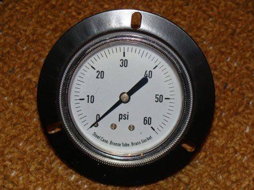 New :panel mount pressure gauge size 2 1/2&#034;, 4fnc4, psi 0-60, npt: 1/4&#034; for sale