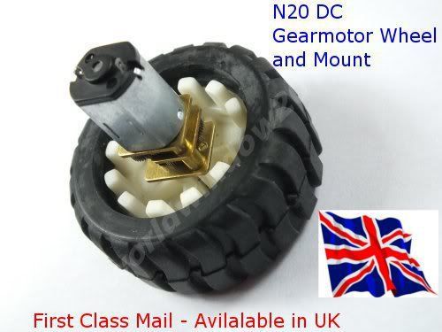 N20 metal dc gear motor + 12mm rubber wheel/tyre for robotics - available in uk for sale