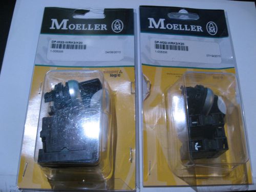 Qty 2 moeller dp-m22-wrk/k2 control selector switch 3 posn panel - nos open pkg, for sale