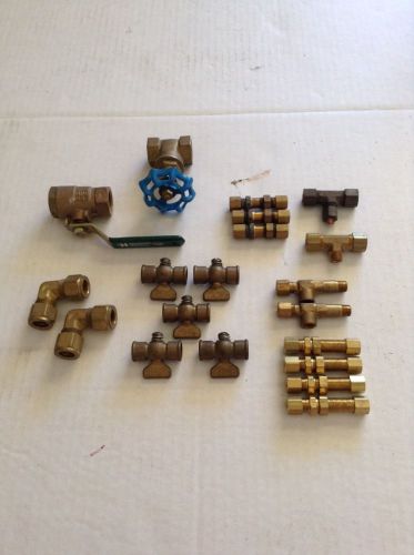 Parker Brass Mix Lot, 90 Degree Elbows, Tees, Valves, Connectors, Fittings.
