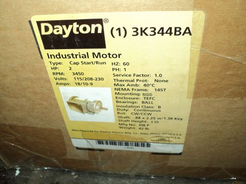 DAYTON MOTOR 2 HP ,3450 RPM, 145T , 115/208/230 VOLT , 1 PHASE , GENERAL PURPOSE