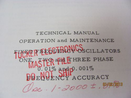 BEHLMAN PHASE I,II, III - Technical Manual - Fixed Frequency Oscillators