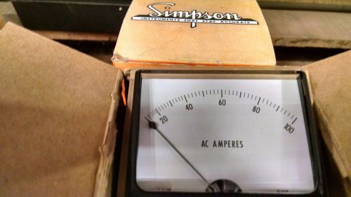 Simpson Panel Meter AC Amperes 0-100