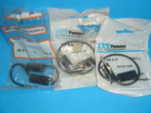 NEW LOT OF 3 ITT POMONA HB-8-0 PATCH CORD, NEW IN FACTORY PACKAGING