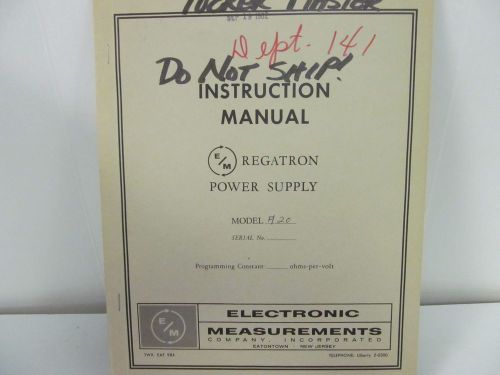 Electronic Measurements A-20 Regatron Power Supply Operation Overview w/ Schemat