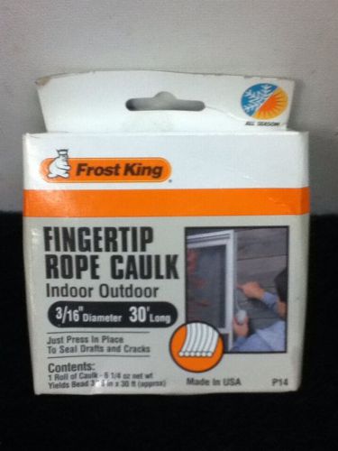 Frost King Fingertip Rope Caulk Indoor-Outdoor 3/16&#034; x 30 Ft #P14 New Old Stock