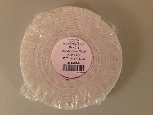 (6 Rolls) 3M  4016 Acrylic Foam Tape 1/2 in x 5 yd