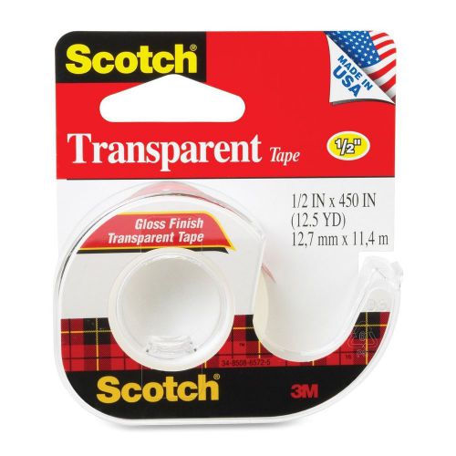 Pack of 6 - Scotch Transparent 144 Office Tape, 1/2&#034; x 450&#034; in Dispenser