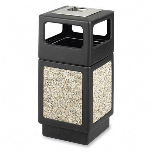 Safco 9473nc aggregate receptacle 38 gal 18-1/4inx18-1/4inx39-1/4 bk for sale