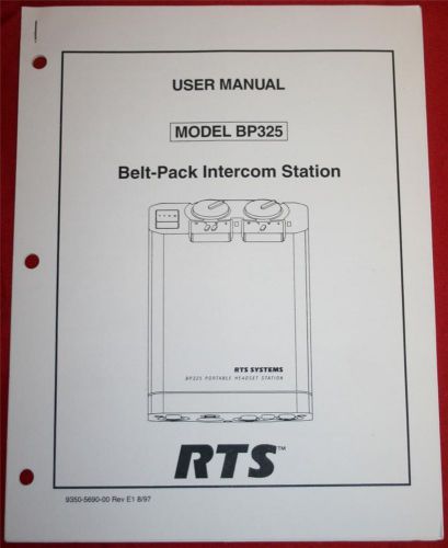 RTS BP325 Belt Pack Intercom Station User Manual