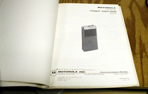 Motorola Pageboy I,  UHF Tone &amp; Voice Pager Service Manual