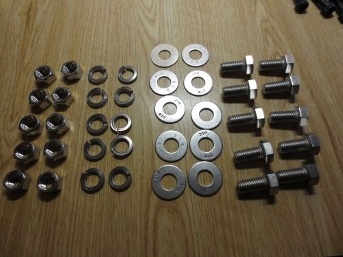 Stainless steel hex bolts 1/2-13 x 1&#034;  qty 10 with nuts, lock, flat washers for sale