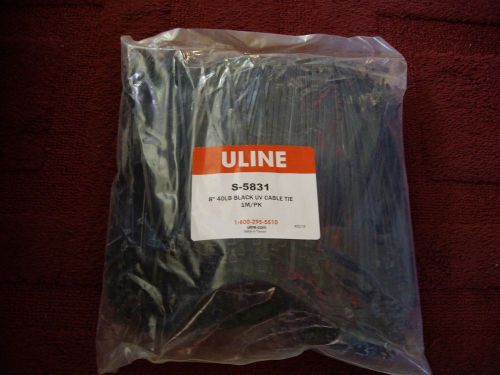 8&#034; 40LB UV 1000 NYLON CABLE TIE, BLACK 1000 PCS, Uline brand in factory package