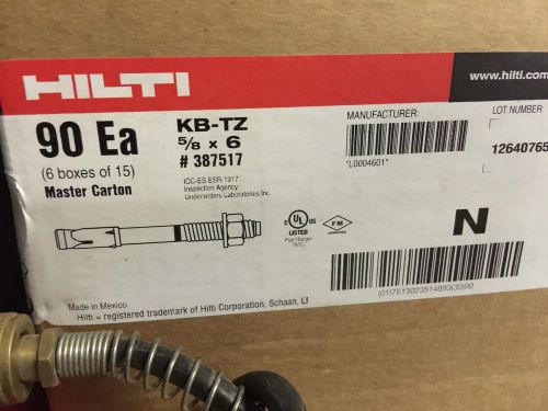Lot of 15 hilti kwik bolt expansion anchor 5/8in. x 6in. 387517 for sale