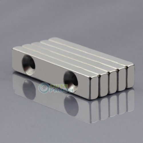 10pcs Strong Block Magnet 50 x 10 x 5 mm 2 Holes 5mm N50 Rare Earth Neodymium