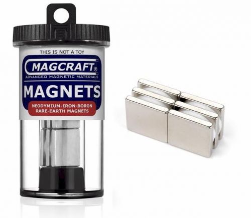 Magcraft 612 3/4&#034;x3/4&#034;x1/8&#034; Rare Earth Block Magnets (6)