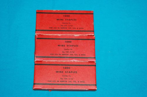 3 VINTAGE WIRE STAPLES - 5/16&#034; - FOR USE IN ARROW T50, T55 &amp; HT50 - 1000 COUNT