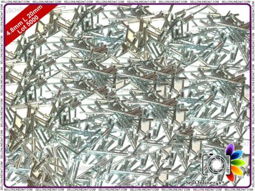4.8 x 20 mm sized - open dome aluminum blind pop rivets - wholesale pack of 5000 for sale