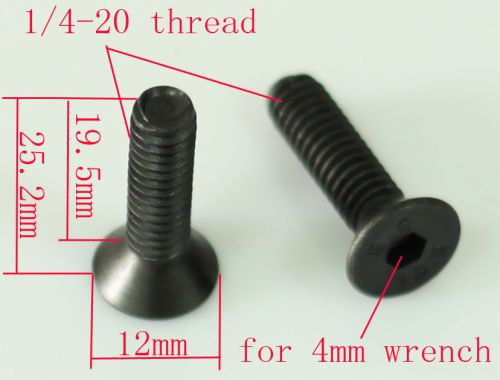 2pcs long 1/4-20 metal Socket flat Screw for camera tripod quick release plate