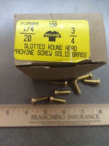 1/4 / 20 X 3/4 Slotted Round Head Solid Brass Screws