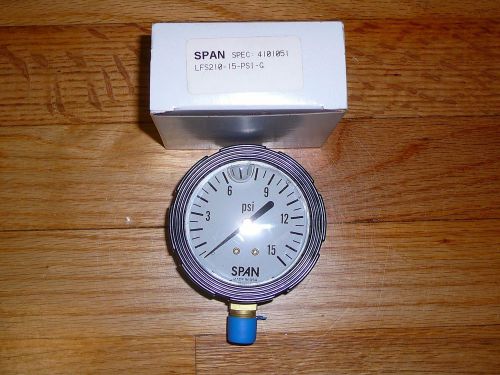 Liquid filled gauge  2 1/2&#034; diameter face, 1/4npt  0-15 psi  (span brand) for sale