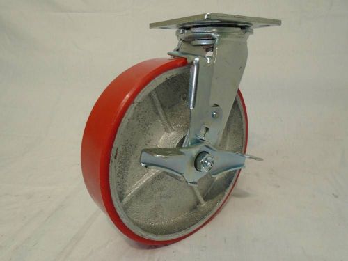 8&#034; x 2&#034; Swivel Caster Polyurethane Wheel on Steel Hub w/ Brake 1400lb Tool Box