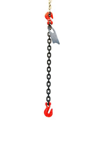 9/32&#034; 10 foot grade 80 sgg single leg lifting chain sling with grab hooks for sale