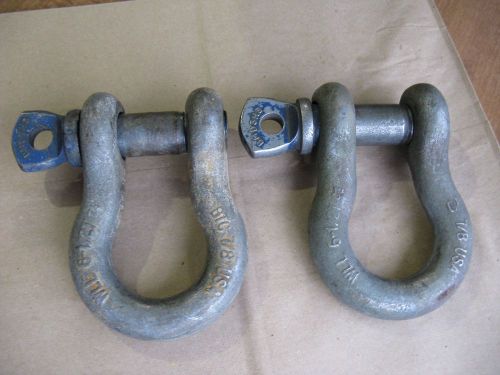 Lot Of 2 WLL 6.5  / 6-1/2 T TON SHACKLE / CLEVIS BTC 7/8&#034; PIN 1-1/2&#034; OPENING USA