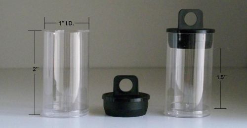 NEW Lot 100 ct. Plastic Retail / Small Parts Container Tubes w/Black Hanger Caps
