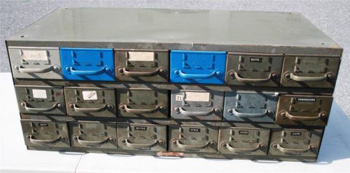 Vtg equipto metal parts organizer cabinet tool 18 drawer stacking bin storage for sale