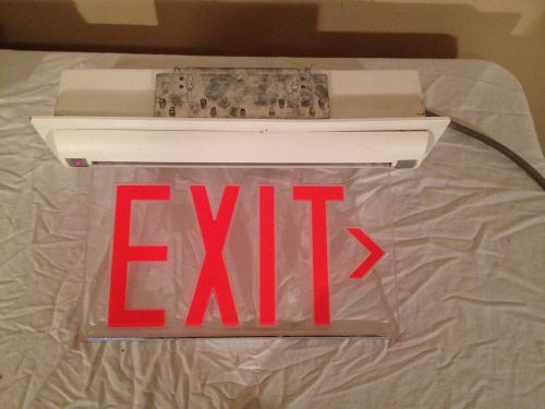 Recessed Mount Edge Lit LED Clear Exit Sign - 13 X 8 - Red Lettering