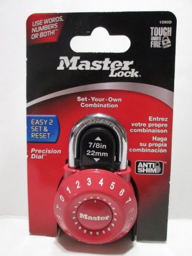 NEW Master Lock 1590D Set &amp; Reset Your Own Combination Dial Locker Padlock Red
