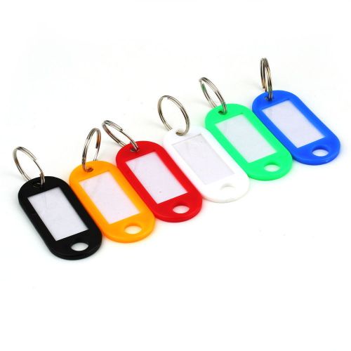 50 pcs Colorful Plastic Keychain Key Cap Tags ID Label Name Tags Split Ring SY