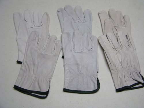 3 Pairs of Men&#039;s Medium Unlined Leather Work Driver Driving Gloves 1230