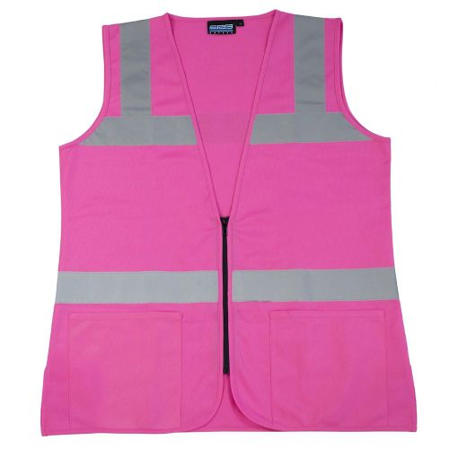 New girlpower at work womens ladies reflective sz medium fitted pink safety vest for sale