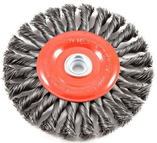Forney 72749 wire wheel brush, twist knot crimped with 1/2-inch &amp; 5/8-inch arbor for sale