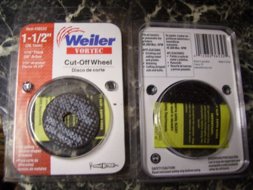 2~X~Weiler Vortec 1-1/2&#034; (1/16&#034;thick 3/8 arbor) Cut-Off Wheels~cut &amp; grin metal