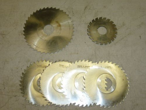 LOT of (6) ASSORTED BROWN &amp; SHARPE SLITTING SAW BLADES, 2-7/8&#034; to 5&#034; DIAMETERS