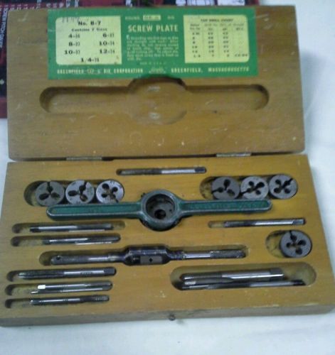 Tap &amp; die set in wooden box no. b-7 o.k. jr. greenfield tap and die set gtd corp for sale