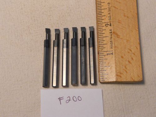 6 USED SOLID CARBIDE BORING BARS. 3/16&#034; SHANK. MICRO 100 STYLE. B-160400 (F200}